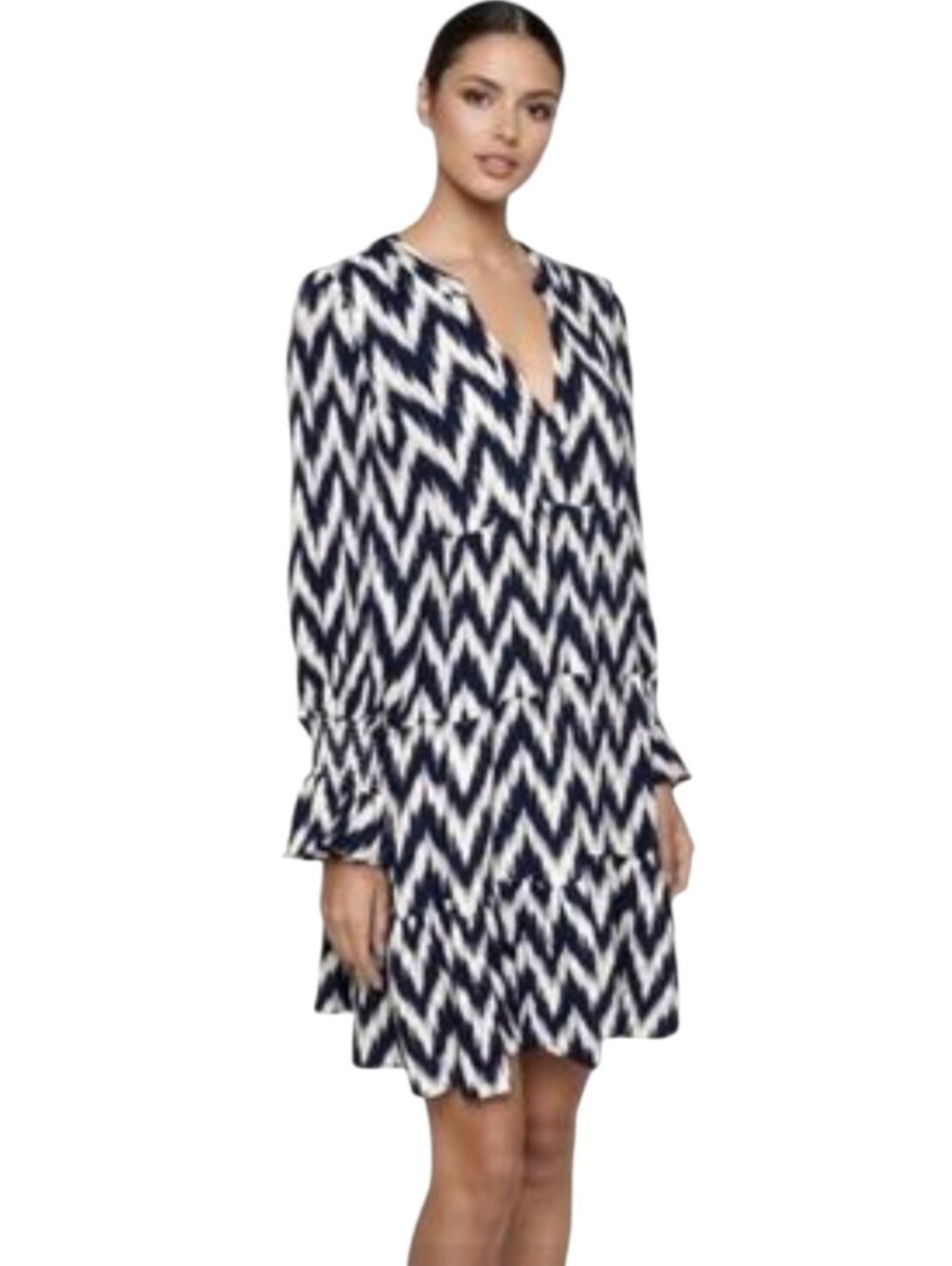Tuckernuck Pomander Place Blue & White Chevron Print Dress Size Medium